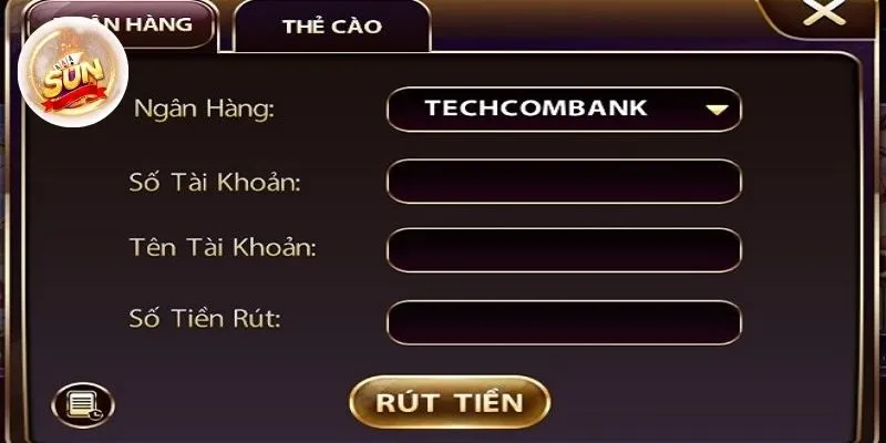 Hoàn thành thông tin trước khi rút tiền